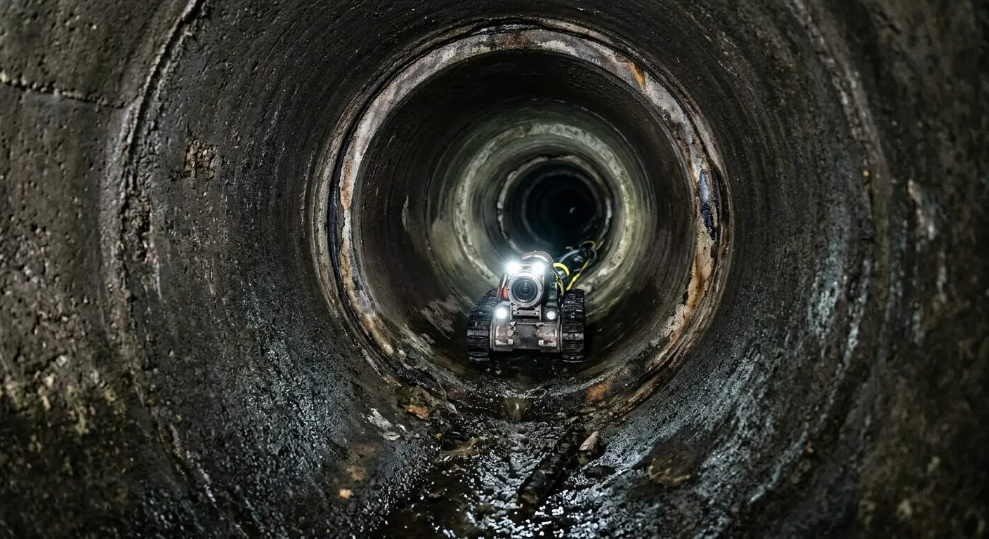 Robotic sewer camera inspecting pipe interior for Drain Snake Service in Ramsey